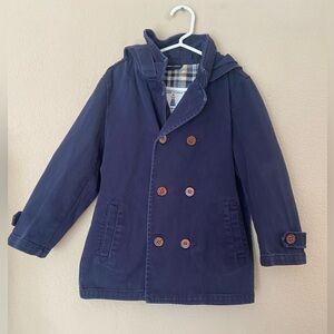 Janie & Jack Anchor Away Hooded Pea Coat Jacket size 4-5 Nautical Button kids